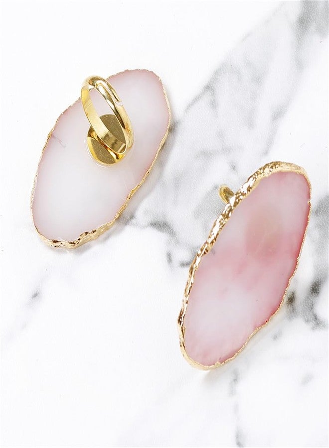 Much Hotter 2PCS Resin Marble Nail Art Palette Rings Gel Polish Mixing Trays DIY Color Plates Nail Art Polish Holder with Adjustable Finger Ring for Nail Art - Image 5