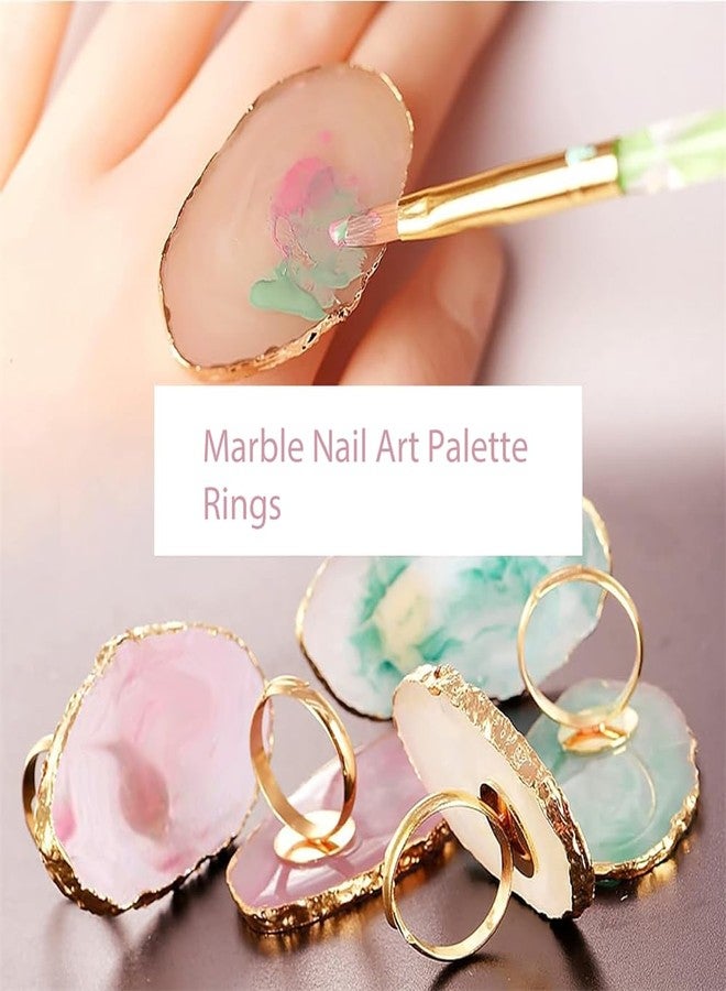 Much Hotter 2PCS Resin Marble Nail Art Palette Rings Gel Polish Mixing Trays DIY Color Plates Nail Art Polish Holder with Adjustable Finger Ring for Nail Art - Image 4