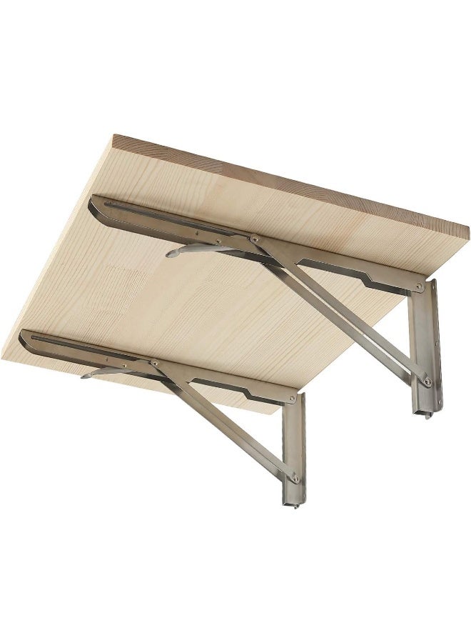 Rubik Folding Shelf Brackets 20inch - 2pcs Heavy Duty Stainless Steel Wall Mounted Triangle Brackets for Table Work Bench, Space Saving DIY Bracket  - Image 2