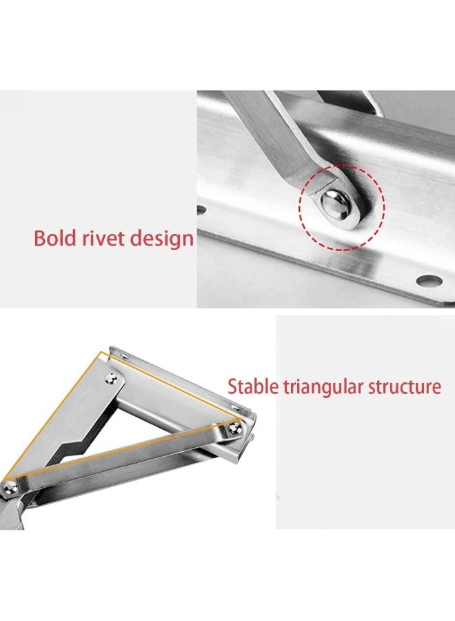 Rubik Folding Shelf Brackets 20inch - 2pcs Heavy Duty Stainless Steel Wall Mounted Triangle Brackets for Table Work Bench, Space Saving DIY Bracket  - Image 5