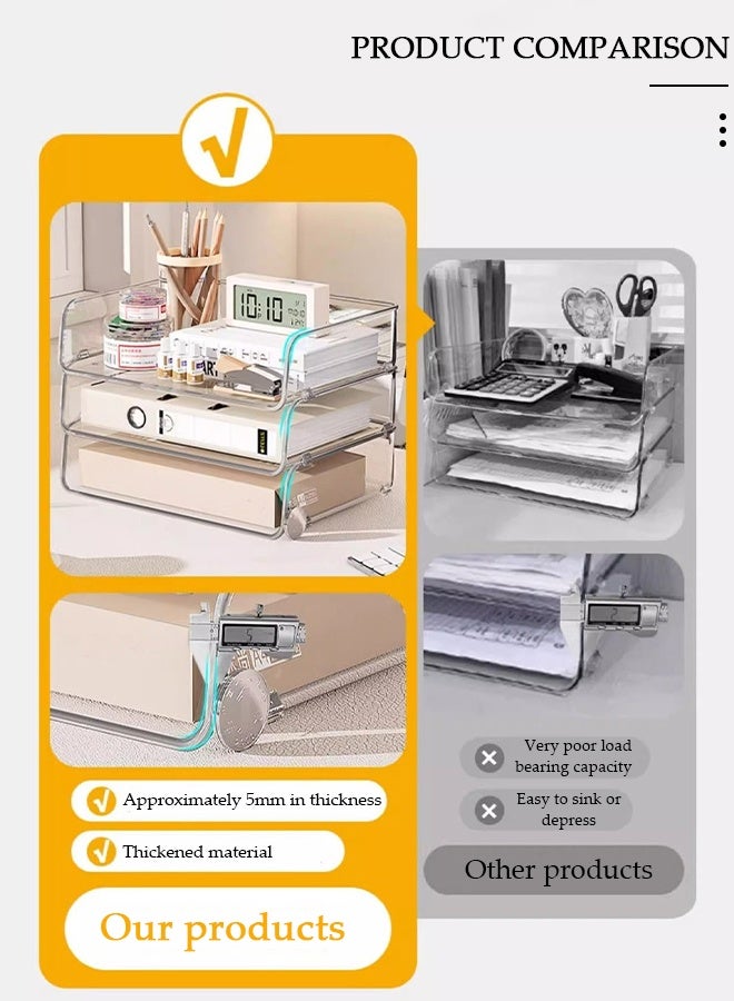 DUNISO Clear Plastic Storage Boxes,Stackable Horizontal Plastic Storage Container with 4 Pieces Per Pack,Suitable For Placement Pencils, Brushes, Stationery, Cosmetics,etc - Image 3