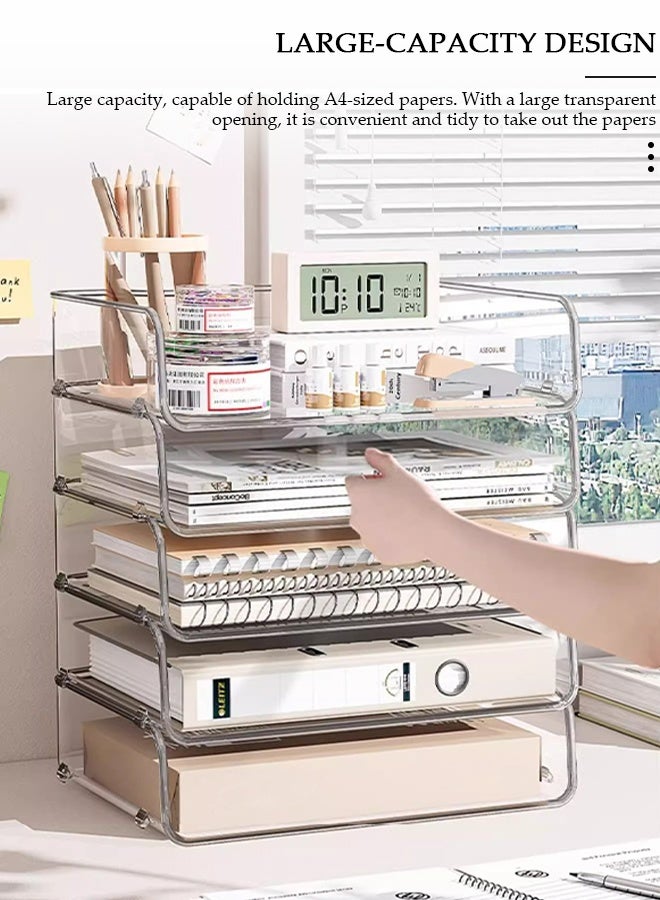 DUNISO Clear Plastic Storage Boxes,Stackable Horizontal Plastic Storage Container with 4 Pieces Per Pack,Suitable For Placement Pencils, Brushes, Stationery, Cosmetics,etc - Image 4