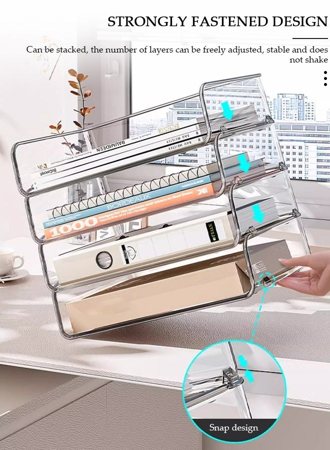 DUNISO Clear Plastic Storage Boxes,Stackable Horizontal Plastic Storage Container with 4 Pieces Per Pack,Suitable For Placement Pencils, Brushes, Stationery, Cosmetics,etc - Image 5