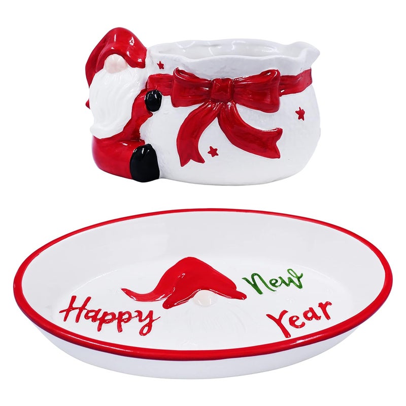 Jades Christmas Crockery Set of Bowl and Serving Plate - Image 1