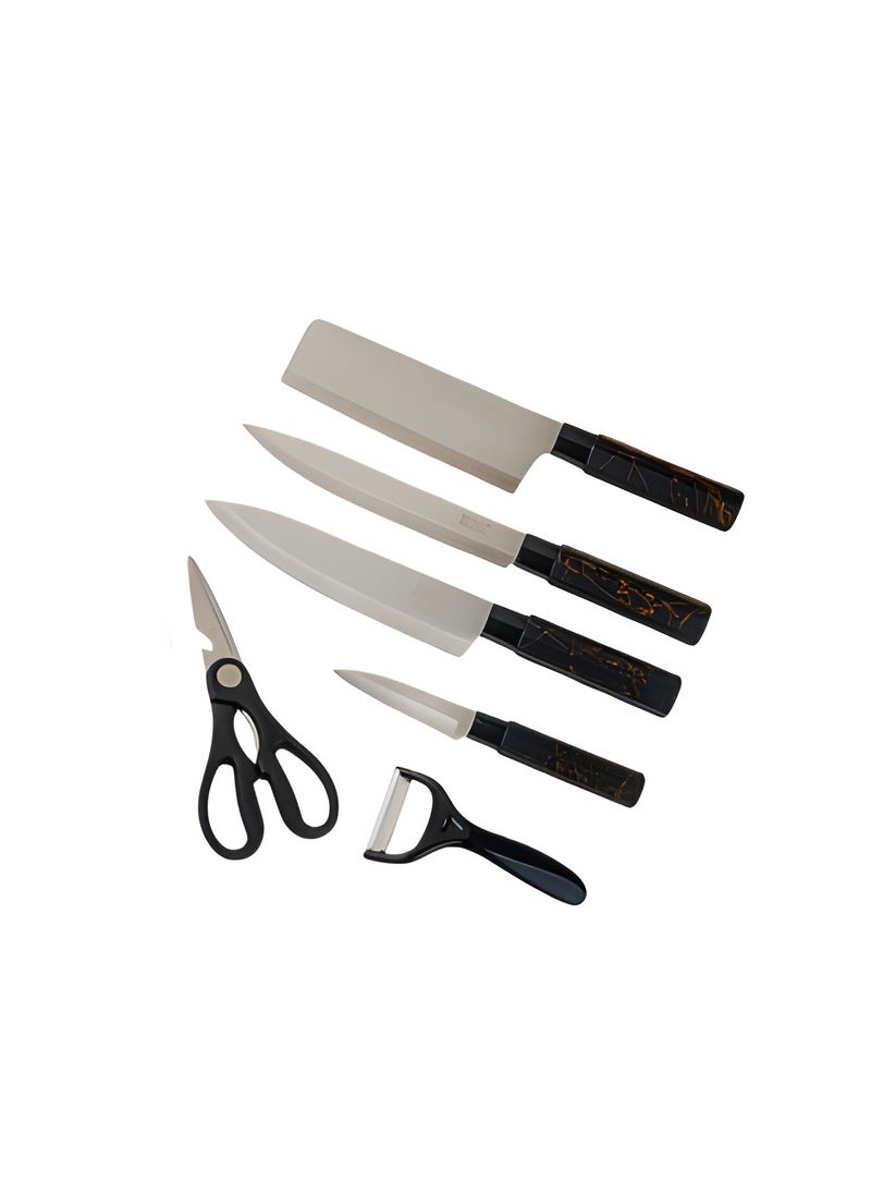 BASURRAH 6 Piece Stainless Steel Kitchen Knife Set with Peeler  - Image 2