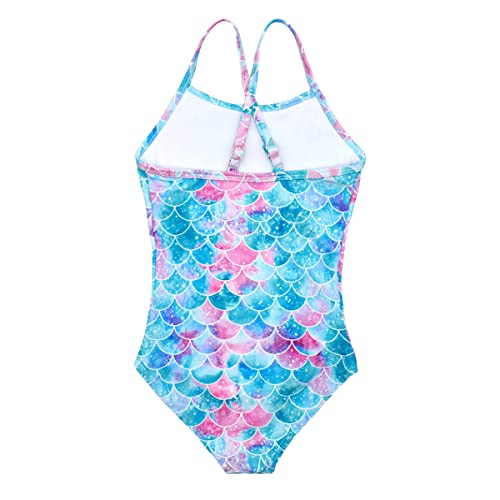 HONISEN Big Girls One Pieces Swimsuit Cute Swimwear Bathing Suits Scale 9T - Image 2