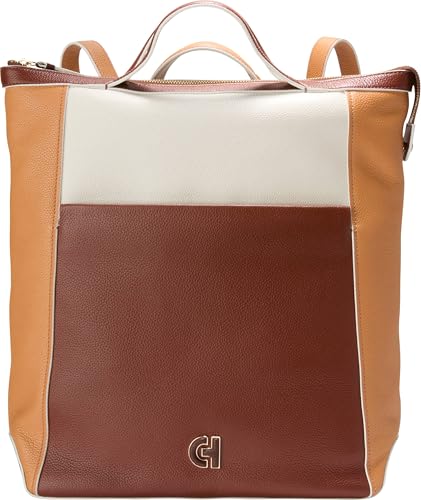 Cole Haan Womens Grand Series Grand Ambition Convertible Luxe Backpack Dark CuoioIvoryBiscuitMahogany - Image 1