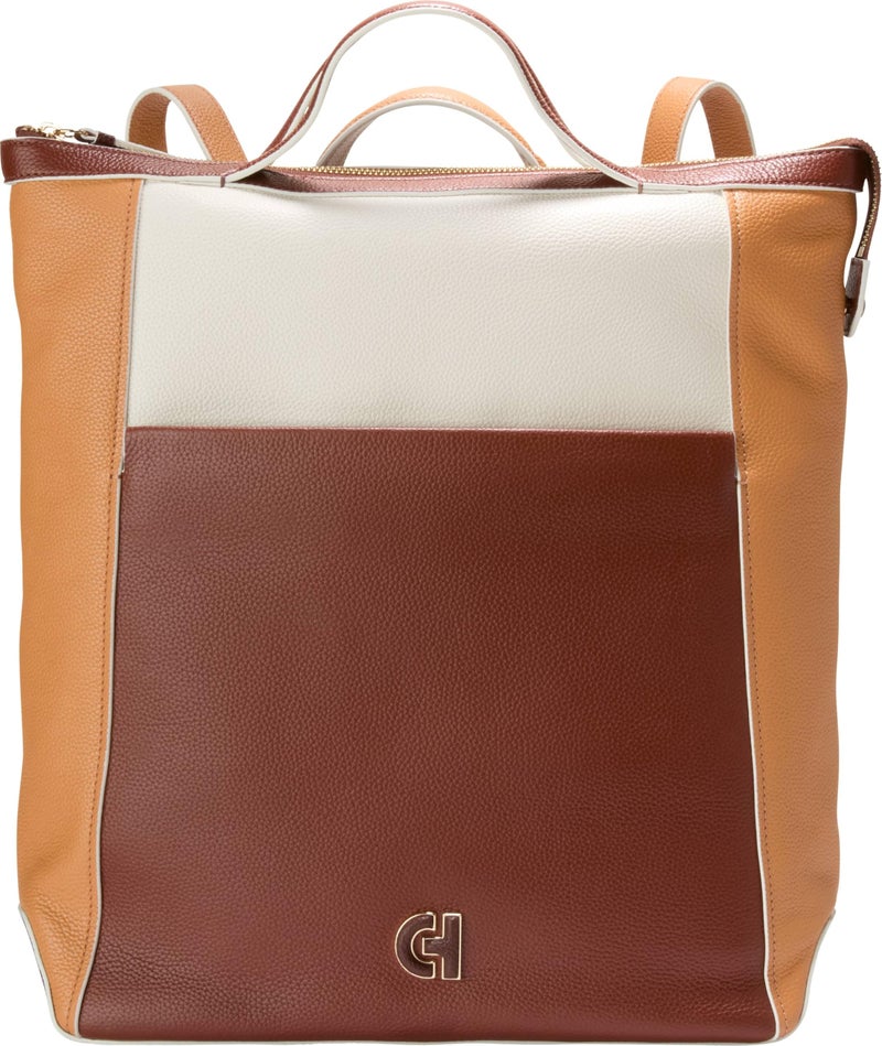 Cole Haan Womens Grand Series Grand Ambition Convertible Luxe Backpack Dark CuoioIvoryBiscuitMahogany - Image 2