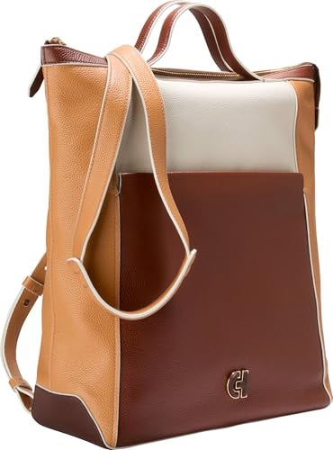 Cole Haan Womens Grand Series Grand Ambition Convertible Luxe Backpack Dark CuoioIvoryBiscuitMahogany - Image 3