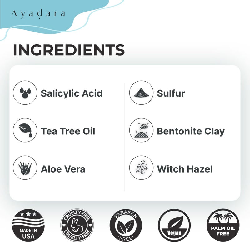Ayadara Day & Night Cystic Acne Spot Care for Skin, Hormonal Acne Support for Daytime & Overnight, Cystic Acne Skin Balancing Formula for Face, Acne Cream with Tea Tree & Bentonite Clay, 90 Day Supply - Image 5