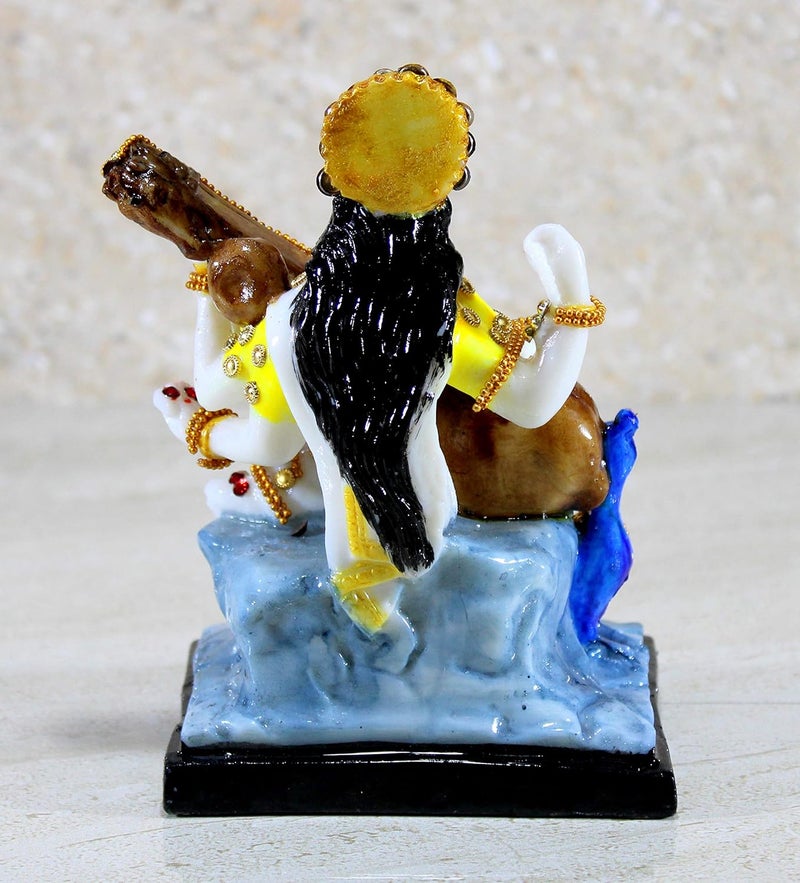 ESPLANADE Saraswati on Lotus Saraswati Goddess Murti Idol Statue Sculpture Figurine Resin Multi 6 Inches - Image 4