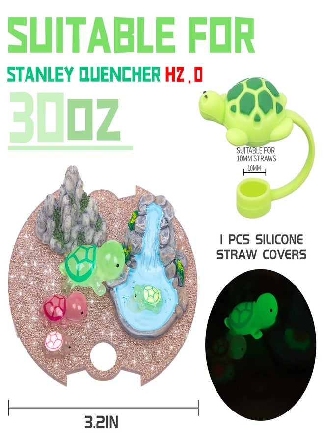 LA KEN DU Compatible with Stanley Cup Lid Accessories Charms, Charms for Stanley Cups H2.0 Accessories 30oz 40oz with Silicone Straw Cover Cap for Tumblers (Tortoise, 30oz) - Image 2