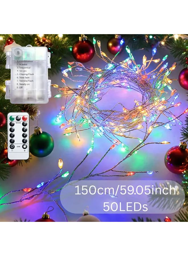 Color 59 06inch 50LEDs Battery Box Firecracker String With Remote Control Eight Lighting Modes For Christmas Halloween Indoor Outdoor Decoration - Image 1