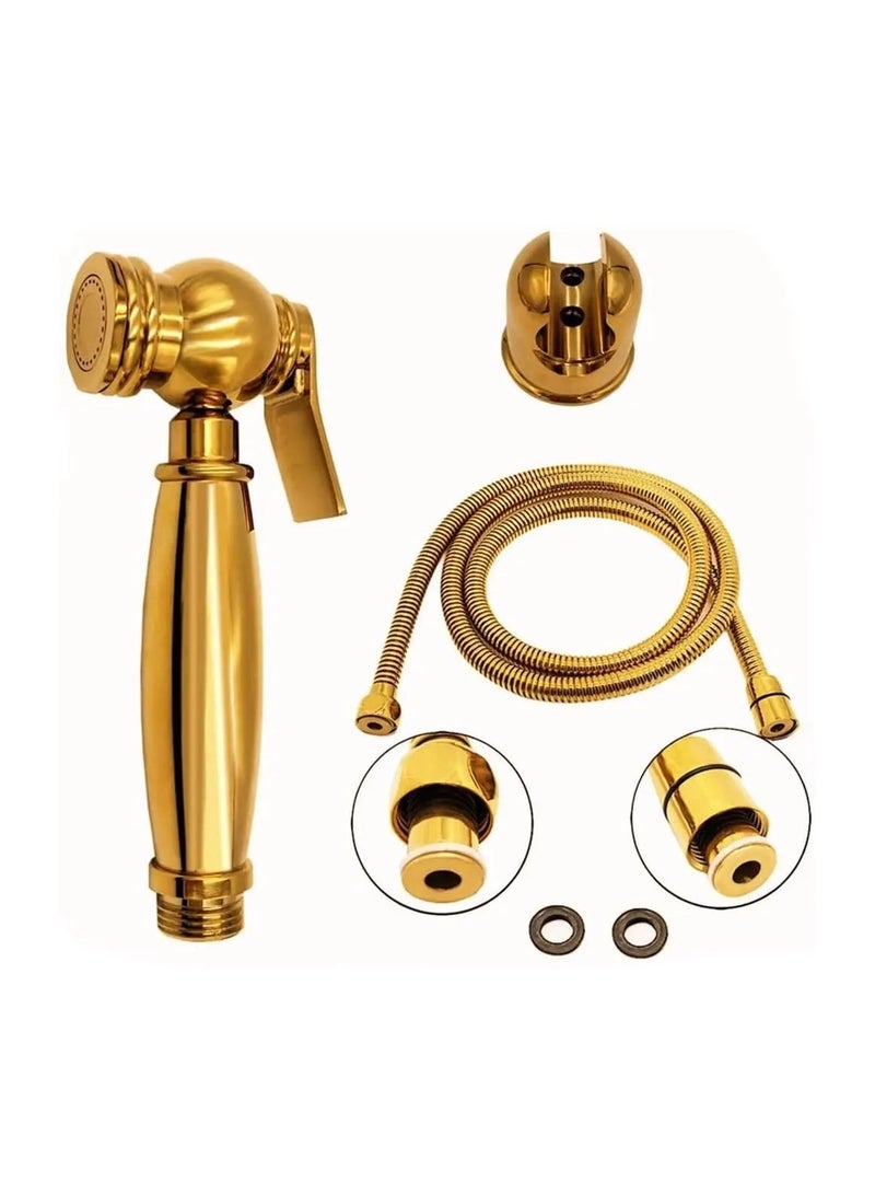 Modern design bidet with full accessories, shiny gold color - Image 3