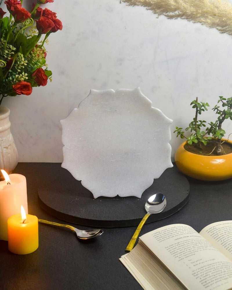 MARBIQUE White Marble Tray Platter Serving Board 22 22 cm - Image 1