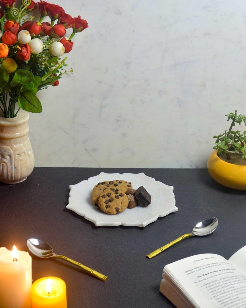 MARBIQUE White Marble Tray Platter Serving Board 22 22 cm - Image 2