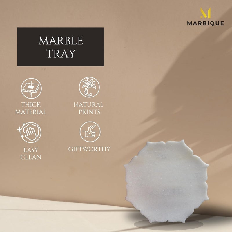MARBIQUE White Marble Tray Platter Serving Board 22 22 cm - Image 4