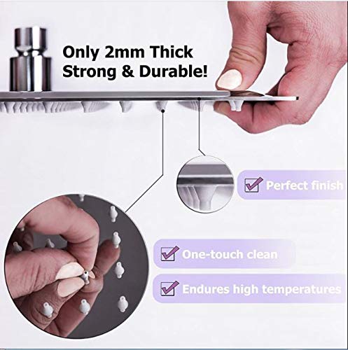 MLD RSH_04 ultra slim Stainless Steel 10 inch 25 cm overhead rain shower for bathroom Square With 18 inch long steel shower arm Chrome FinishSize 10 inchMaterialColor Silver - Image 3