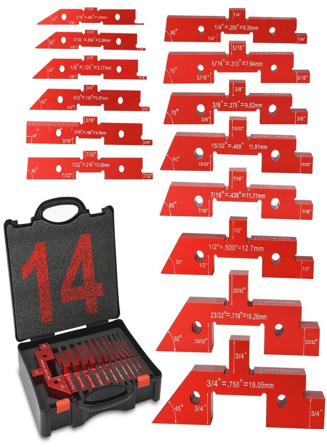 VEXTHYX Router Table Setup Bars, 14pcs Precision Aluminum setup blocks height gauge, measuring depth, angle, fence alignment, miter gauge tool set, router and saw accessories with storage case - Image 1