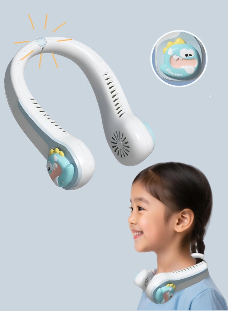 أفضل ذروة مروحة رقبة للأطفال، مروحة محمولة للأطفال، مروحة تبريد للأطفال، مروحة قابلة للارتداء للأطفال، مروحة بدون شفرات، مروحة قابلة لإعادة الشحن عبر منفذ USB، تصميم سماعة رأس، 5 سرعات، هدية للأولاد والبنات - Image 2