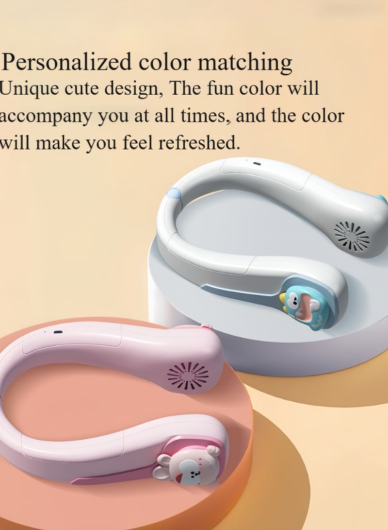 أفضل ذروة مروحة رقبة للأطفال، مروحة محمولة للأطفال، مروحة تبريد للأطفال، مروحة قابلة للارتداء للأطفال، مروحة بدون شفرات، مروحة قابلة لإعادة الشحن عبر منفذ USB، تصميم سماعة رأس، 5 سرعات، هدية للأولاد والبنات - Image 4