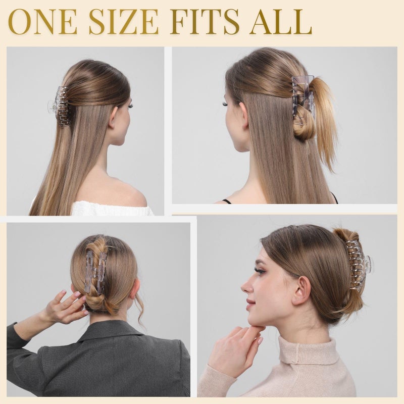 LuSeren Clear Hair Clips for Women -8 Pack 4.3 Inch Large Hair Claw Clips for Women Thin Thick Curly Hair, Big Matte Banana Clips,Strong Hold jaw clips - Image 4