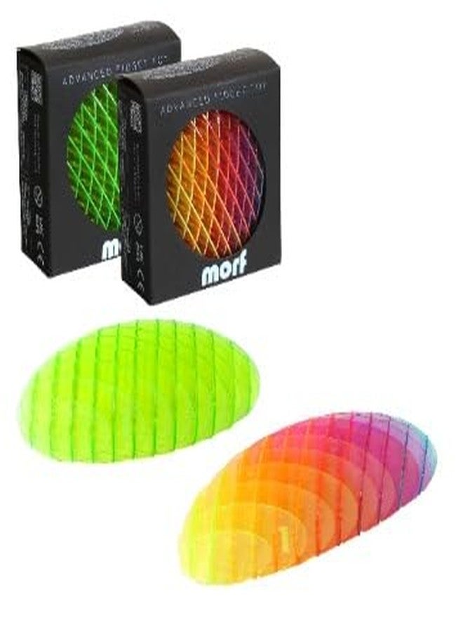Morf Fidget Worm Toy 2 Pack - Flexible 3D Sensory Slug Toy for Kids, Teens, and Adults - Quiet, Stress and Anxiety Relief, Focus - for Play, Office, School, Work Gifts (Green, Rainbow, Small, 2 Pack) - Image 1