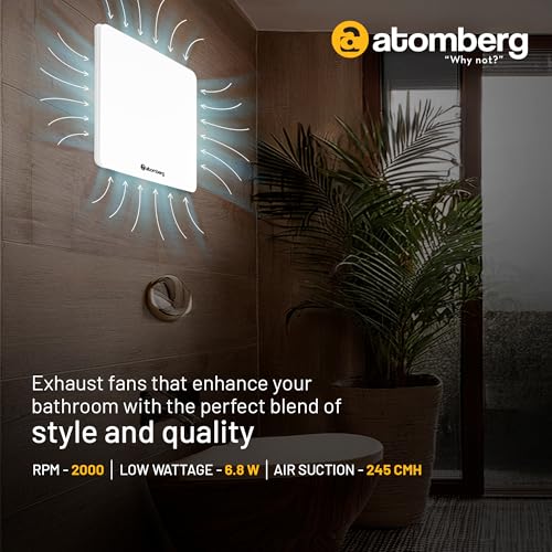 atomberg Studio Exhaust Fan 150mm (6 Inches) | BLDC Motor | 6.8W| Low Noise | 2000 RPM| Ideal for Bathroom,Kitchen | Easy to Clean | Installation-Round Cut (153mm) | 2 Years Warranty | (Gloss White) - Image 3