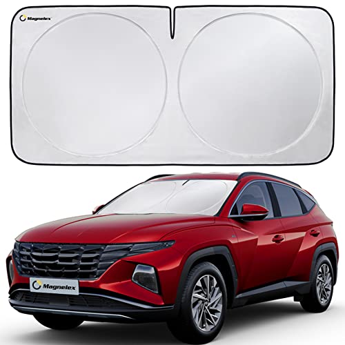 Magnelex Car Windshield Sunshade | Advanced Light-Blocking Protection | Foldable Sun Shade with Mirror Cut-Out Keeps Your Vehicle Cool | Fit for Cars, Trucks, and SUVs | Large (64 x 34 in) - Image 1