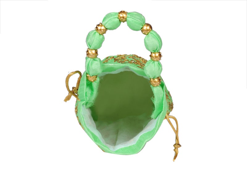 SuneshCreation Ethnic Potli Handbag Light Green for Women - Image 3
