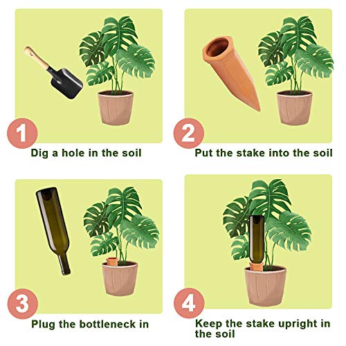 vensovo 8pcs Terracotta Watering Spikes - Automatic Self Watering Stakes, Plant Watering Devices for Wine Bottles Recycled Bottles, Clay Plant Garden Waterers for Vacations - Image 4