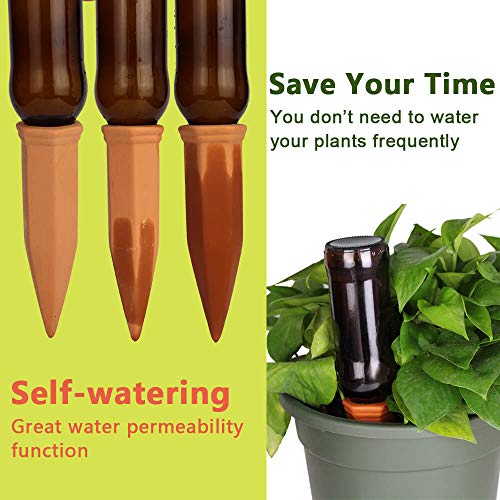 vensovo 8pcs Terracotta Watering Spikes - Automatic Self Watering Stakes, Plant Watering Devices for Wine Bottles Recycled Bottles, Clay Plant Garden Waterers for Vacations - Image 2