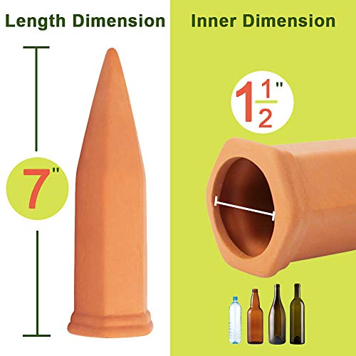 vensovo 8pcs Terracotta Watering Spikes - Automatic Self Watering Stakes, Plant Watering Devices for Wine Bottles Recycled Bottles, Clay Plant Garden Waterers for Vacations - Image 3