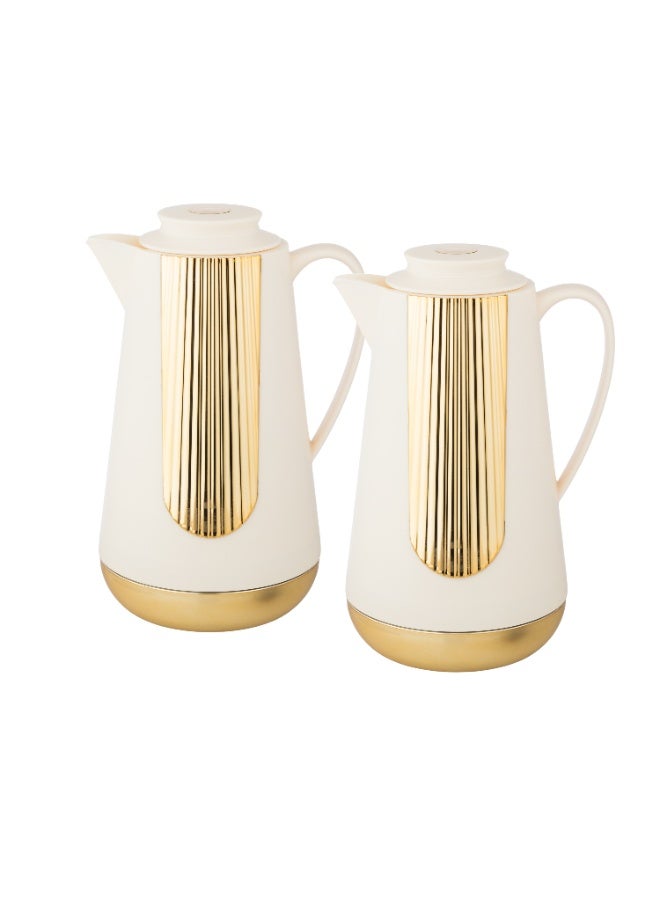 اباريك الصفا طقم ترامس شاي وقهوة 1 لتر لون بيج - Image 1