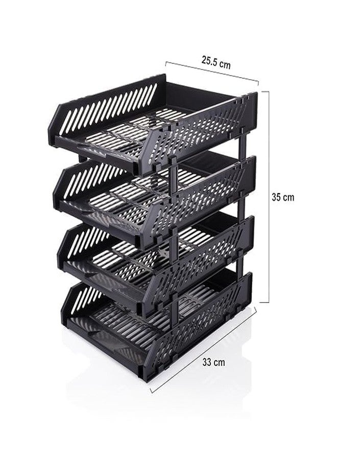 4 Layer File Rack ABS Plastics For Office Home Plastic Foldable Office Desk Accessories Files Papers Divider Rack Storage Rectangular Tray Stand(gry) - Image 4