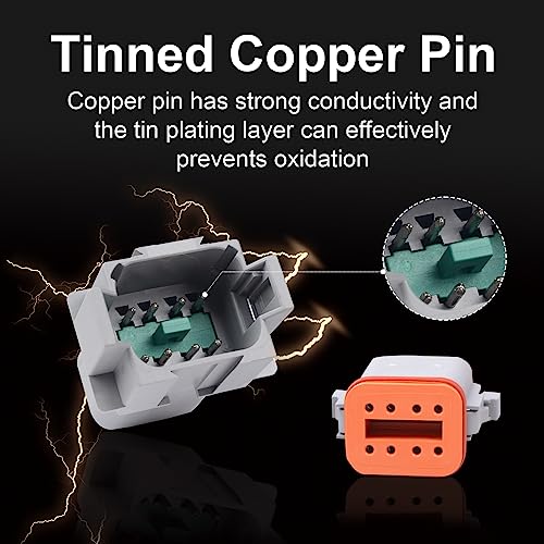 Exqutoo 2Pack 12-Pin Waterproof DT Connector Male and Female Wire Connectors with 16AWG 105℃ 600V Wires and Heat Shrink Tubes, Applicable for Automotive Electrical Connections - Image 2