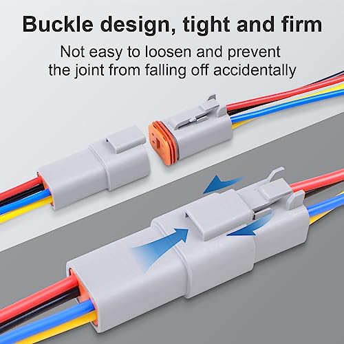Exqutoo 2Pack 12-Pin Waterproof DT Connector Male and Female Wire Connectors with 16AWG 105℃ 600V Wires and Heat Shrink Tubes, Applicable for Automotive Electrical Connections - Image 4