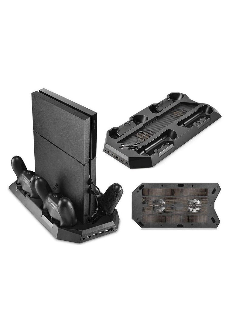 Vertical Stand Cooling Fan with Dualshock Controller Charging Station and USB Charger Ports for PlayStation 4 PS4 Console - Image 1