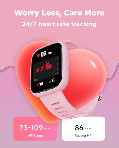 BIGGERFIVE Smart Watch for Kids, 1.8" Fitness Tracker Watch Pedometer, Heart Rate, IP68 Waterproof, Sleep Monitor, Calorie Step Counter, 5 Puzzle Games with/Without APP for Girls Teens 5-16 - Image 5