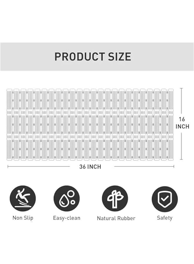 هوكور سجادة حوض استحمام غير قابلة للانزلاق - 35 × 15 انش من المطاط الحراري المرن والبولي بروبيلين، سجادة حمام ناعمة مضادة للانزلاق لحوض الاستحمام، سجادة ارضية الدش مع اكواب شفط قوية وفتحات تصريف، سهلة - Image 2