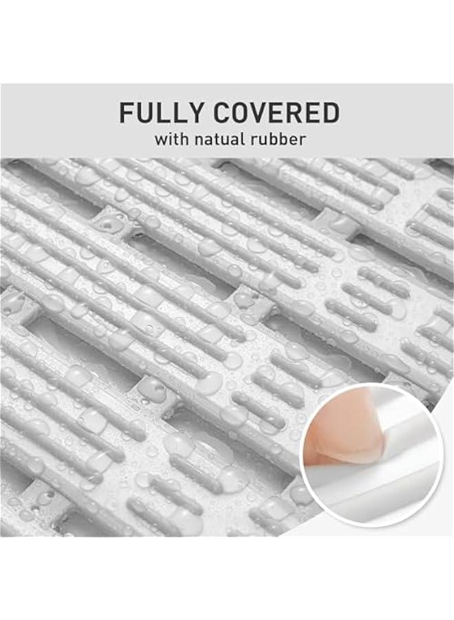 هوكور سجادة حوض استحمام غير قابلة للانزلاق - 35 × 15 انش من المطاط الحراري المرن والبولي بروبيلين، سجادة حمام ناعمة مضادة للانزلاق لحوض الاستحمام، سجادة ارضية الدش مع اكواب شفط قوية وفتحات تصريف، سهلة - Image 3