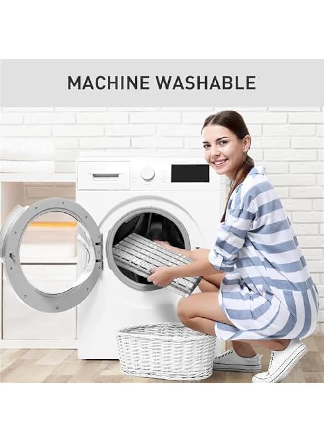 هوكور سجادة حوض استحمام غير قابلة للانزلاق - 35 × 15 انش من المطاط الحراري المرن والبولي بروبيلين، سجادة حمام ناعمة مضادة للانزلاق لحوض الاستحمام، سجادة ارضية الدش مع اكواب شفط قوية وفتحات تصريف، سهلة - Image 4