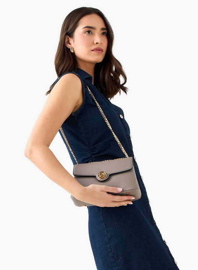 Paprika Textured Crossbody Bag with Chain Strap - Image 2