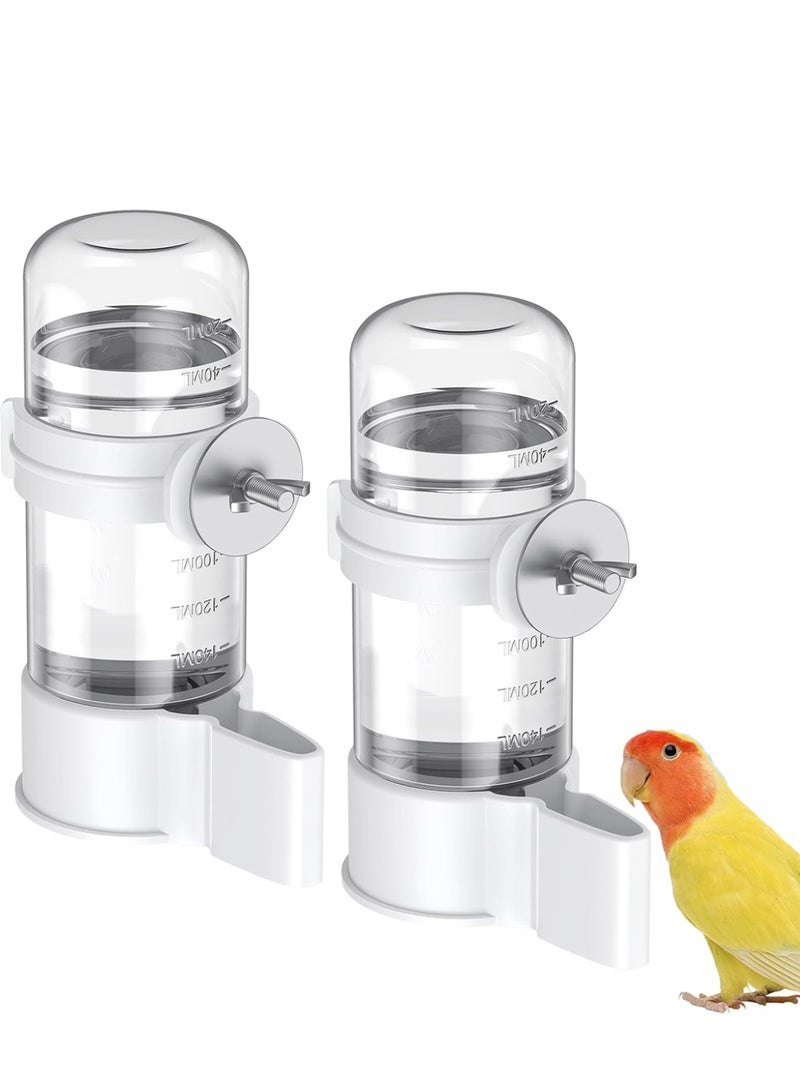 Bird Water Feeder, 2 Pcs 140ML Automatic Parrot Water Food Dispenser Bird Water Bottle Drinker Cage Accessories for Parrot Budgie Cockatiel Parakeet Lovebirds - Image 1