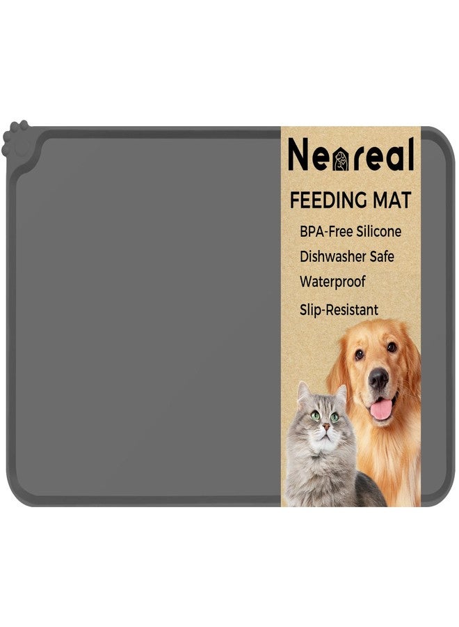 Neareal Silicone Pet Food Mat Waterproof - BPA Free Non-Slip Dog Feeding Mat with High Raised Edges - Spill-Proof Placemats for Cats and Dogs Food and Water Bowls 18.5"x11.5" - Image 1
