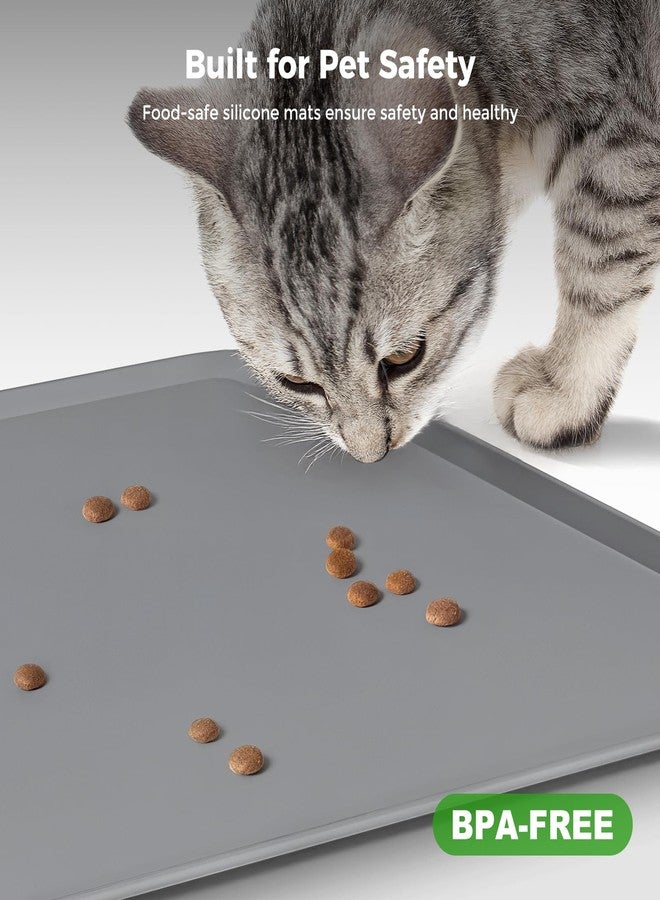 Neareal Silicone Pet Food Mat Waterproof - BPA Free Non-Slip Dog Feeding Mat with High Raised Edges - Spill-Proof Placemats for Cats and Dogs Food and Water Bowls 18.5"x11.5" - Image 3