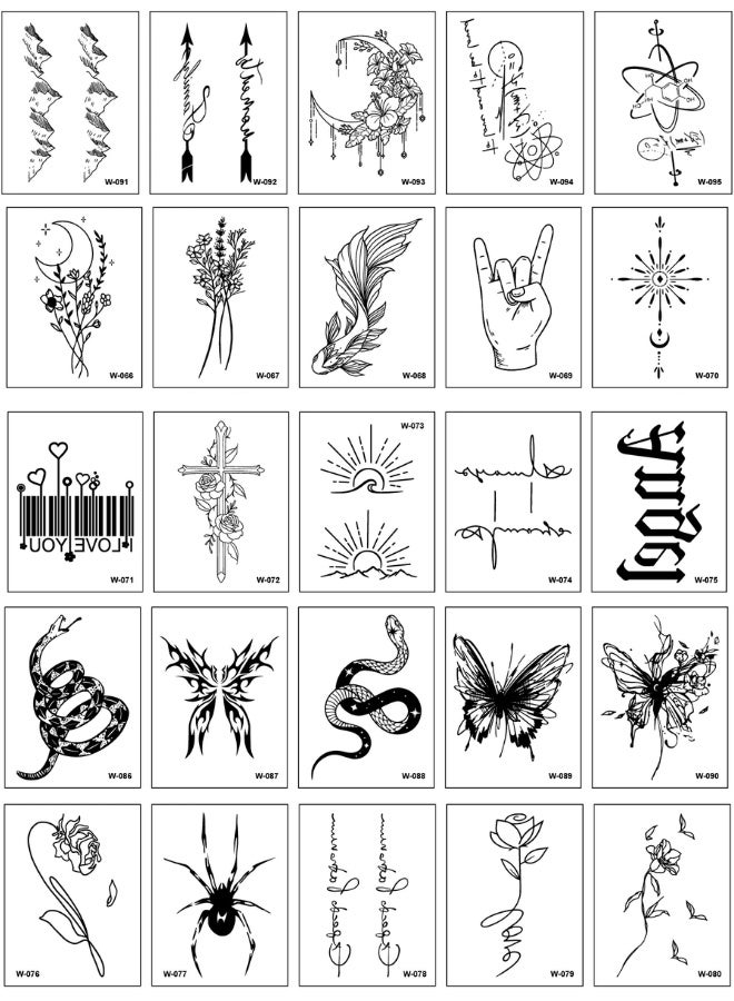Waterless Semi-Permanent Tattoo Stickers Assorted Designs Dark Blue 60 x 80 mm 6 Pieces - Image 3