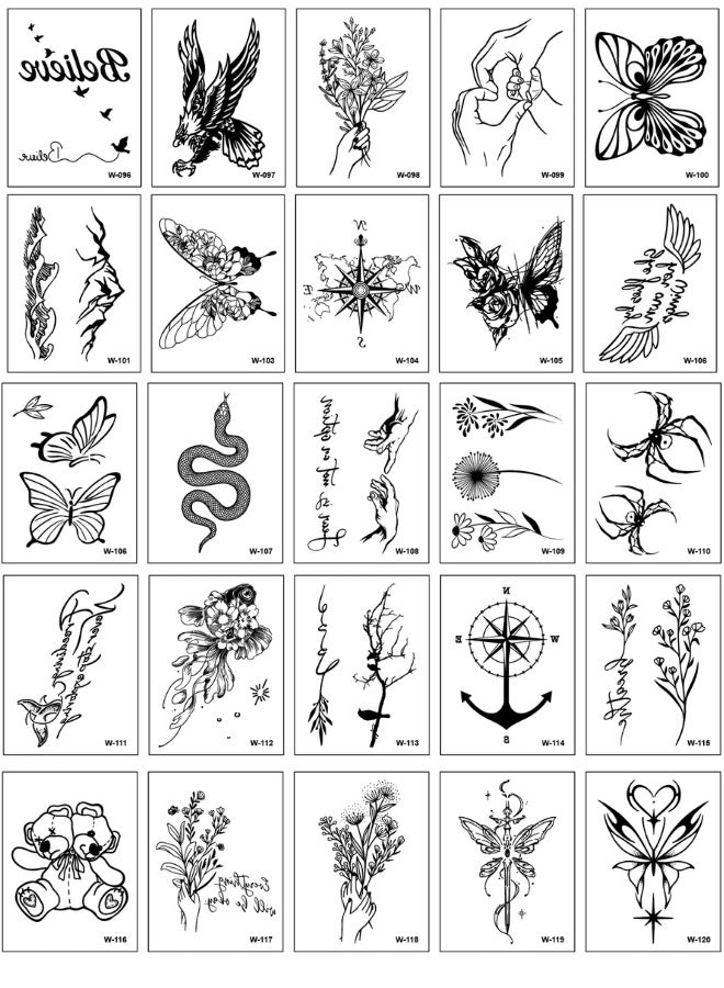 Waterless Semi-Permanent Tattoo Stickers Assorted Designs Dark Blue 60 x 80 mm 6 Pieces - Image 4