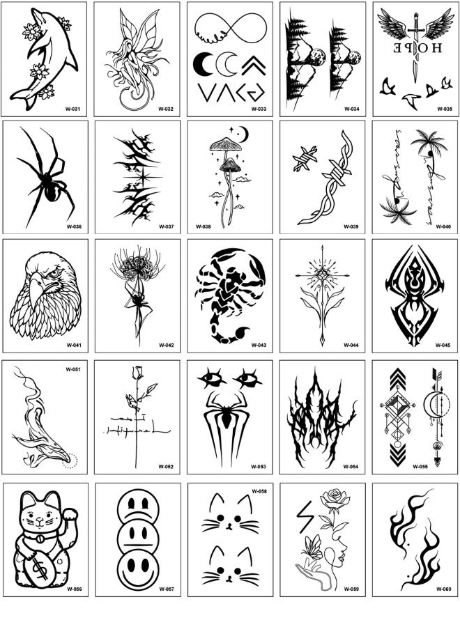Waterless Semi-Permanent Tattoo Stickers Assorted Designs Dark Blue 60 x 80 mm 6 Pieces - Image 2