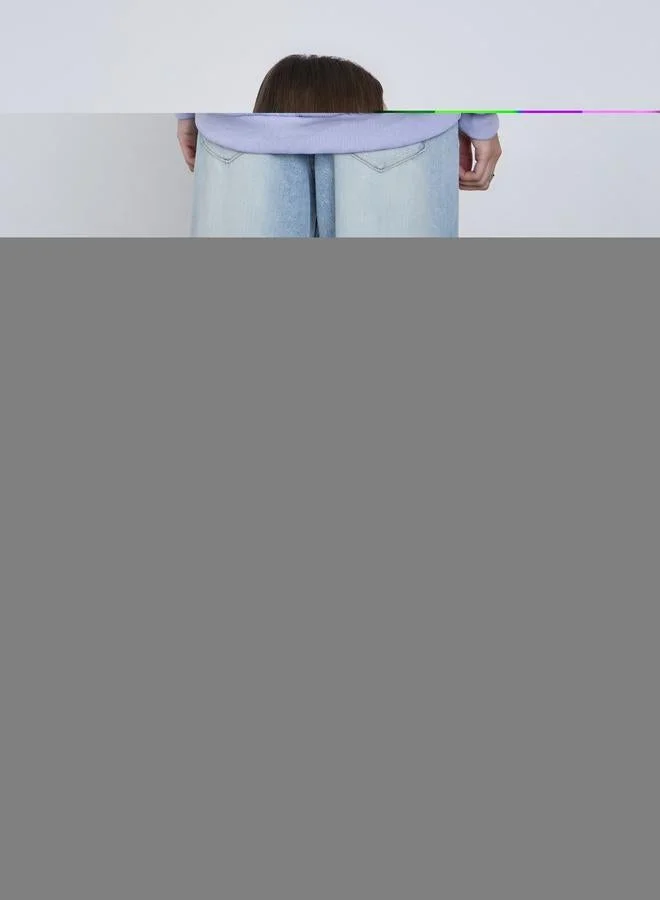 Styli Lilac Regular Fit Textured Cable Knit Hoodie
